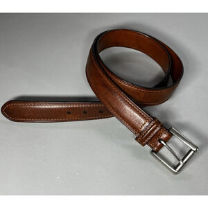 Coach Leather Belt Mens 40 Brown Silver Tone Roller Buckle